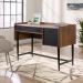 The Teknik SoHo Furniture Hampstead Park Compact Home Office Desk Walnut features sleek black accent panels and a sturdy frame for a modern yet functional look. The compact size makes it perfect for small spaces.