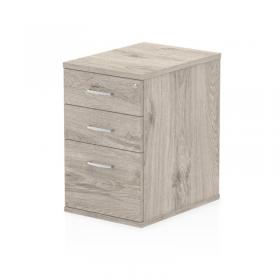 Impulse 600mm Deep 3 Drawer Desk High Pedestal Grey Oak I003221 13000DY