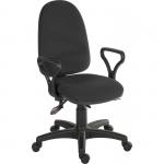 Ergo Trio Ergonomic High Back Fabric Operator Office Chair with Fixed Arms Black - 2901BLK0288 13047TK