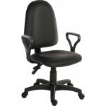Ergo Twin High Back PU Operator Office Chair with Fixed Arms Black - 2900PU-BLK/0288 13089TK
