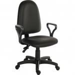 Ergo Twin High Back PU Operator Office Chair with Fixed Arms Black - 2900PU-BLK0288 13089TK