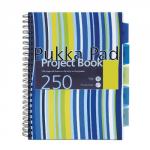 Pukka Pad A4 Wirebound Polypropylene Cover Project Book Ruled 250 Pages Assorted Stripe Colours (Pack 3) 13094PK