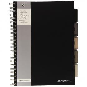 Pukka Pad A4 Wirebound Polypropylene Cover Project Book Ruled 250 Pages Black (Pack 3) - SBPROBA4 13206PK