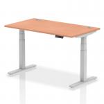 Dynamic Air 1400 x 800mm Height Adjustable Desk Beech Top Cable Ports Silver Leg HA01082 13315DY