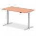 Dynamic Air 1400 x 800mm Height Adjustable Desk Beech Top Cable Ports Silver Leg HA01082 13315DY