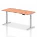 Dynamic Air 1800 x 800mm Height Adjustable Desk Beech Top Cable Ports Silver Leg HA01084 13329DY