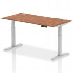 Dynamic Air 1600 x 800mm Height Adjustable Desk Walnut Top Cable Ports Silver Leg HA01087 13350DY