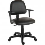 Ergo Blaster Medium Back PU Operator Office Chair with Height Adjustable Arms Black - 1100PUBLK/0280 13355TK