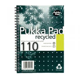 Pukka Pad A5 Wirebound Card Cover Notebook Recycled Ruled 110 Pages Green (Pack 3) - RCA5110-3 13360PK