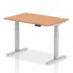 Dynamic Air 1200 x 800mm Height Adjustable Desk Oak Top Cable Ports Silver Leg HA01097 13420DY