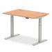 Dynamic Air 1200 x 800mm Height Adjustable Desk Oak Top Cable Ports Silver Leg HA01097 13420DY