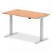 Dynamic Air 1400 x 800mm Height Adjustable Desk Oak Top Cable Ports Silver Leg HA01098 13427DY