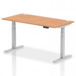 Dynamic Air 1600 x 800mm Height Adjustable Desk Oak Top Cable Ports Silver Leg HA01099 13434DY