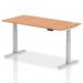 Dynamic Air 1600 x 800mm Height Adjustable Desk Oak Top Cable Ports Silver Leg HA01099 13434DY