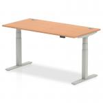 Dynamic Air 1600 x 800mm Height Adjustable Desk Oak Top Cable Ports Silver Leg HA01099 13434DY