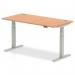 Dynamic Air 1600 x 800mm Height Adjustable Desk Oak Top Cable Ports Silver Leg HA01099 13434DY