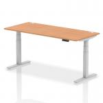 Dynamic Air 1800 x 800mm Height Adjustable Desk Oak Top Cable Ports Silver Leg HA01100 13441DY