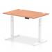 Dynamic Air 1200 x 800mm Height Adjustable Desk Beech Top Cable Ports White Leg HA01101 13448DY