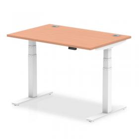 Dynamic Air 1200 x 800mm Height Adjustable Desk Beech Top Cable Ports White Leg HA01101 13448DY