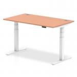 Dynamic Air 1400 x 800mm Height Adjustable Desk Beech Top Cable Ports White Leg HA01102 13455DY