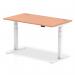 Dynamic Air 1400 x 800mm Height Adjustable Desk Beech Top Cable Ports White Leg HA01102 13455DY