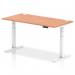 Dynamic Air 1600 x 800mm Height Adjustable Desk Beech Top Cable Ports White Leg HA01103 13462DY