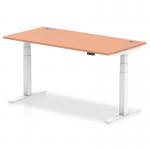 Dynamic Air 1600 x 800mm Height Adjustable Desk Beech Top Cable Ports White Leg HA01103 13462DY