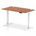 Dynamic Air 1400 x 800mm Height Adjustable Desk Walnut Top Cable Ports White Leg HA01106 13483DY