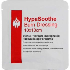 HypaSoothe Burn Dressing 10 x 10cm Sterile Hydrogel Impregnated Pad Dressing - D8160 13649FA