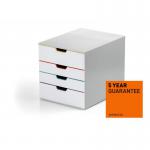 Durable VARICOLOR MIX 4 Drawer Unit Desktop Drawer Set with 4 Colour Coded Drawers - 762427 13824DR
