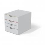 Durable VARICOLOR MIX 4 Drawer Unit - Desktop Drawer Set with 4 Colour Coded Draws - Perfect for Storing Documents and Paperwork - 762427 13824DR