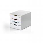 Durable VARICOLOR MIX 4 SAFE Lockable Drawer Unit Desktop Drawer Set with 4 Colour Coded Drawers and Label Inserts - 762627 13831DR