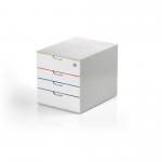 Durable VARICOLOR MIX 4 Lockable Drawer Unit - Desktop Drawer Set with 4 Colour Coded Draws - Top Draw is Lockable to Support GDPR - 762627 13831DR