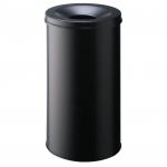 Durable SAFE Metal Waste Bin 60 Litre Capacity with Self-Extinguishing Lid for Fire Safety Black - 330701 13852DR
