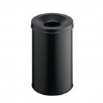 Durable SAFE Metal Waste Bin 30 Litre Capacity with Self-Extinguishing Lid for Fire Safety Black - 330601 13859DR