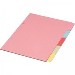 ValueX Divider A5 5 Part Multipunched Assorted Pastel Coloured Card