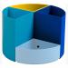 The picture features a set of desk organizers from ExaClair Limited. The set includes a Quarter Pen Pot in a vibrant Bee Blue color. The pot measures 12 x 12 x 8.3cm and comes in assorted colors.