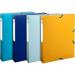 The photograph features a collection of ExaClair Limited Box Files, specifically the Exacompta Bee Blue Box File in assorted colors. The pack includes eight box files, making it a practical and visually appealing addition to any office space. The A4 size allows for easy storage and organization of documents. The vibrant colors of the box files add a touch of personality to any workspace.