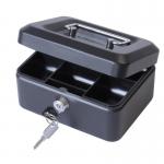 ValueX Metal Cash Box 150mm (6 inch) Key Lock Black - CBBK6 14095CA