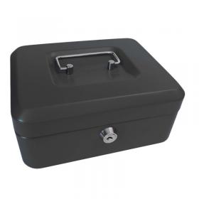 ValueX Metal Cash Box 200mm (8 Inch) Key Lock Black - CBBK8 14116CA