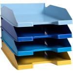 Exacompta Bee Blue Letter Tray Set 346 x 255 x 65mm Assorted Colours (Pack 4) - 113202SETD 14118EX