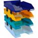 Exacompta Bee Blue Letter Tray Set 346 x 255 x 65mm Assorted Colours (Pack 4) - 113202SETD 14118EX