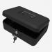 The ValueX Cash Boxes ValueX Metal Cash Box is sleek and durable, measuring 250mm (10 inches) in size. It features a sturdy key lock and is colored in a sleek black. The box is perfect for storing valuable items and keeping them secure.