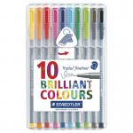 Staedtler Triplus Fineliner Pen 0.8mm Tip 0.3mm Line Assorted Colours in a Desktop Box (Pack 10) - 334SB10 14421SR