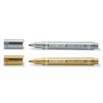 Staedtler Metallic Marker Bullet Tip 1-2mm Line Gold and Silver (Pack 2) - 8323-SBK2 14442SR