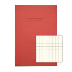 Rhino A4 Special Exercise Book 48 Page 12mm Squares S10 Red with Tinted Cream Paper S10 (Pack 10) - EX681260CV-2 14531VC