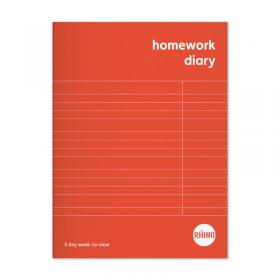 Rhino 8 x 6 Inch Homework Diary 84 Page 5-Day Week (Pack 100) - SDWD2-2 15014VC