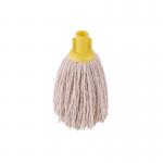 In the photo, there are ten yellow ValueX PY Socket Mop Heads neatly arranged in a pack. Each mop head is labeled with the product name and has a bright yellow color. The pack is placed on a clean white surface and is ready to be used for cleaning.