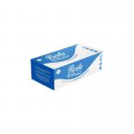 The photograph shows a pack of ValueX Disposable Gloves in small size. The gloves are made of blue colored nitrile material and are powder-free for easy use. The pack contains 100 gloves and is labeled as NGP100SBU.