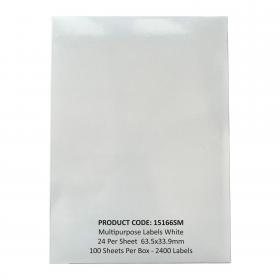 ValueX Multipurpose Label 63.5x33.9mm 24 Per A4 Sheet White (2400 Labels) - 15166SM 15166SM